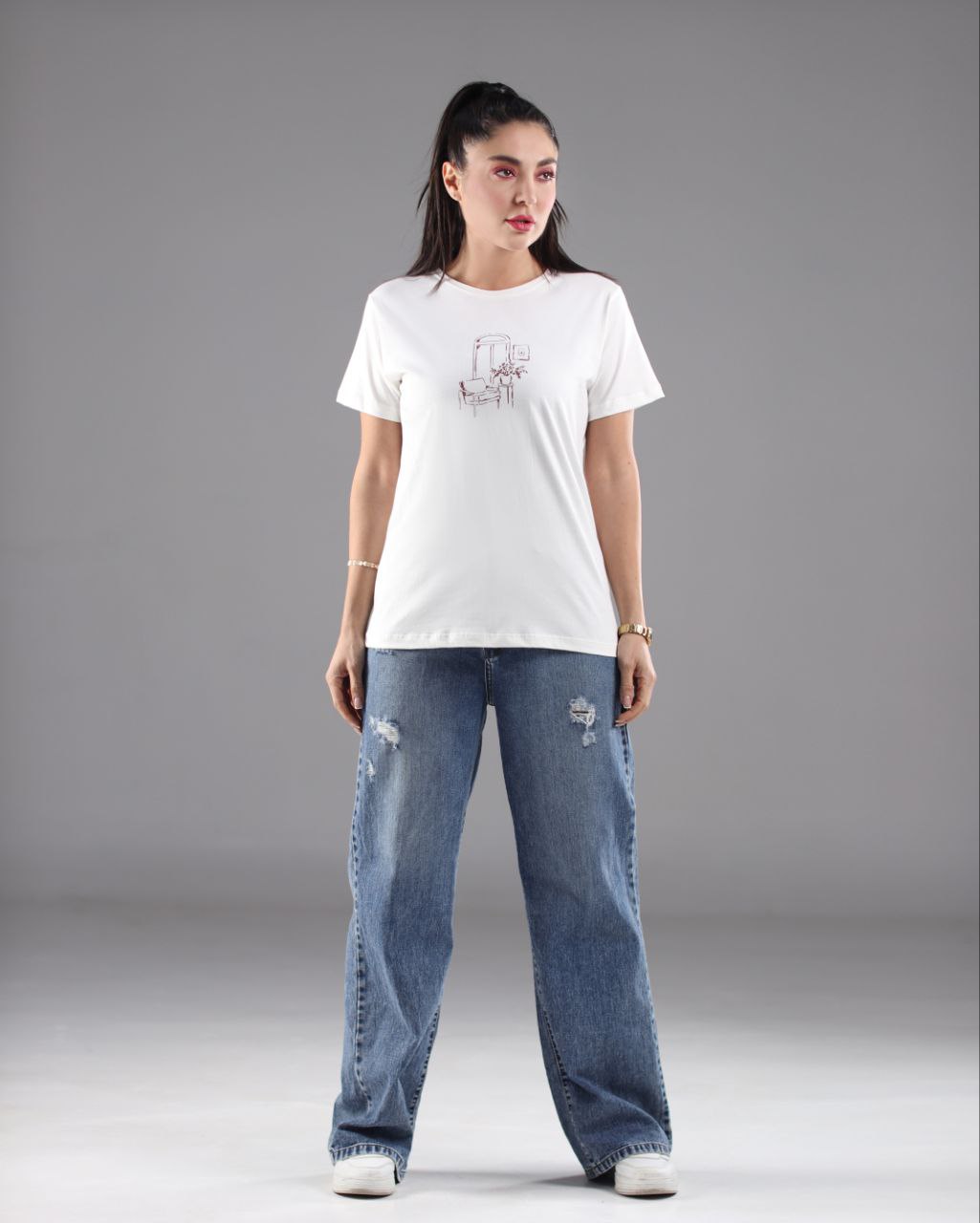 تیشرت طرح منظره پنبه %100