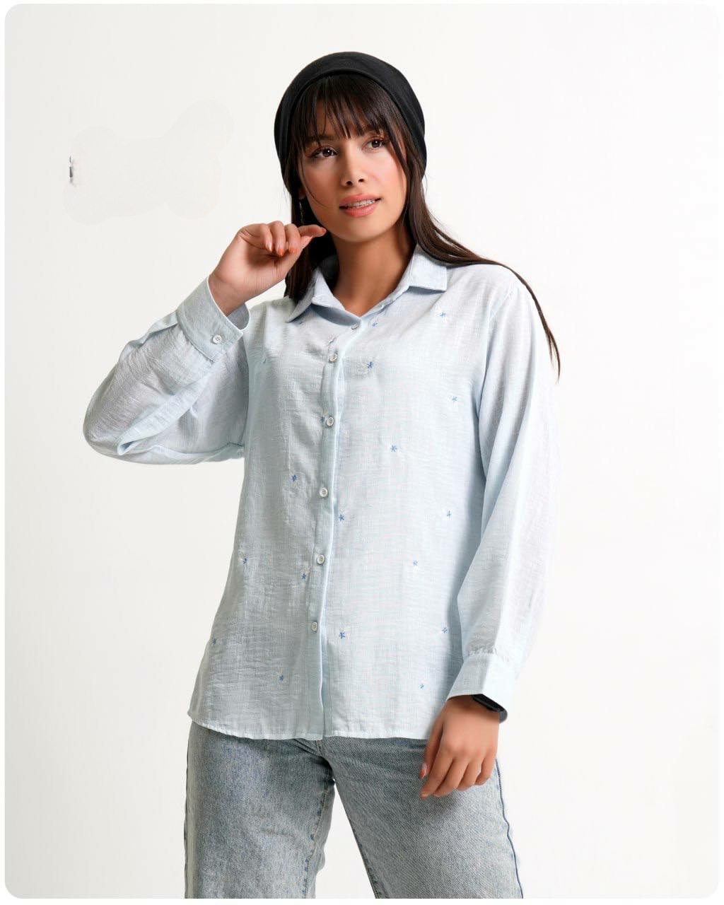 شومیز گلدوزی شده لینن زارا ترک (سیلور شور)