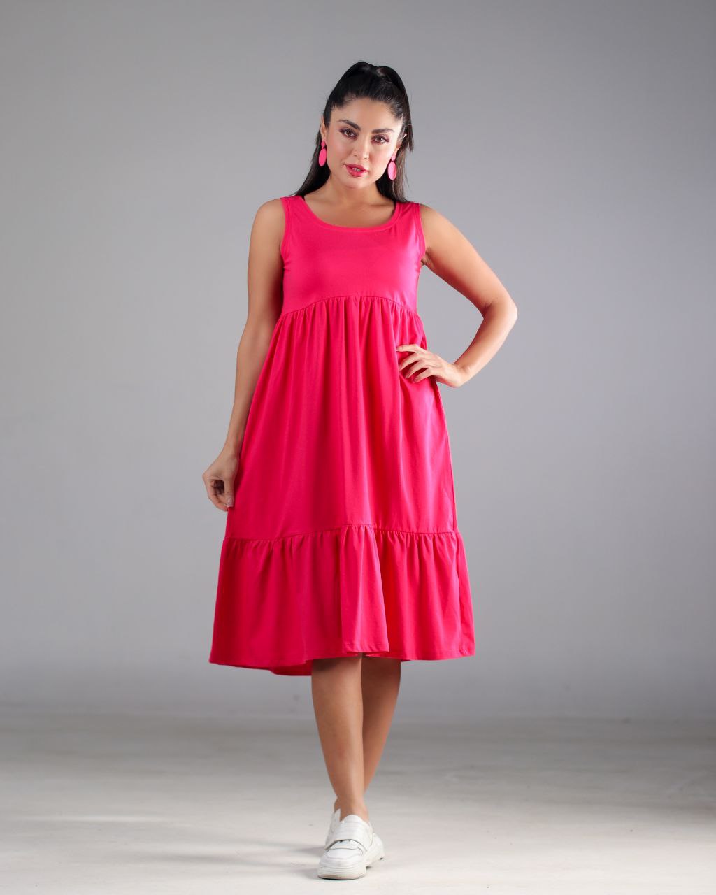 پیراهن رکابی چین دار صد در صد پنبه