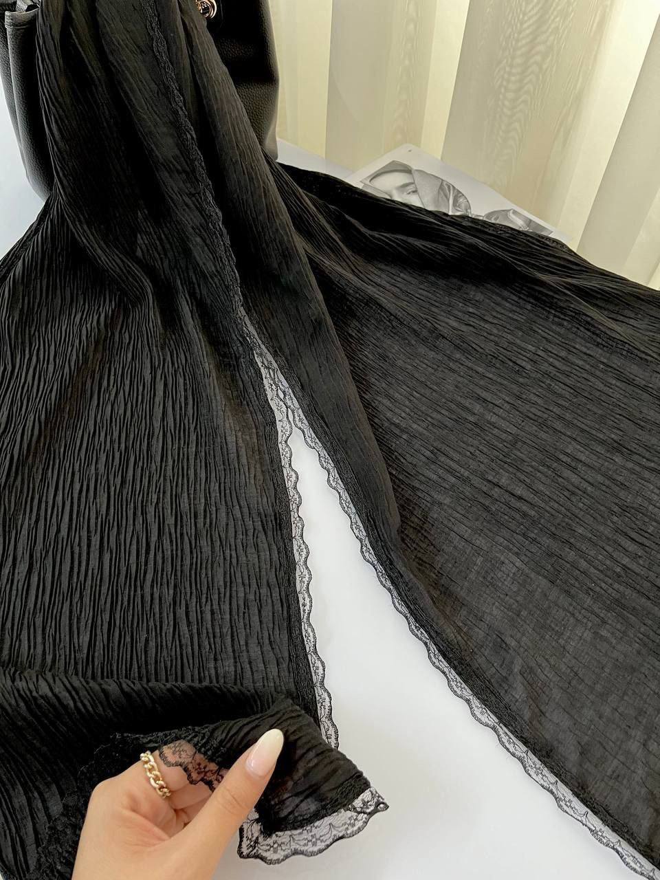 شال نخی برشکا لبه توری بدون لیزی