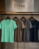 تیشرت ورزشی زنانه یقه هفت نایکی Nike پارچه میراژ – فری سایز ۳۶ تا ۴۶