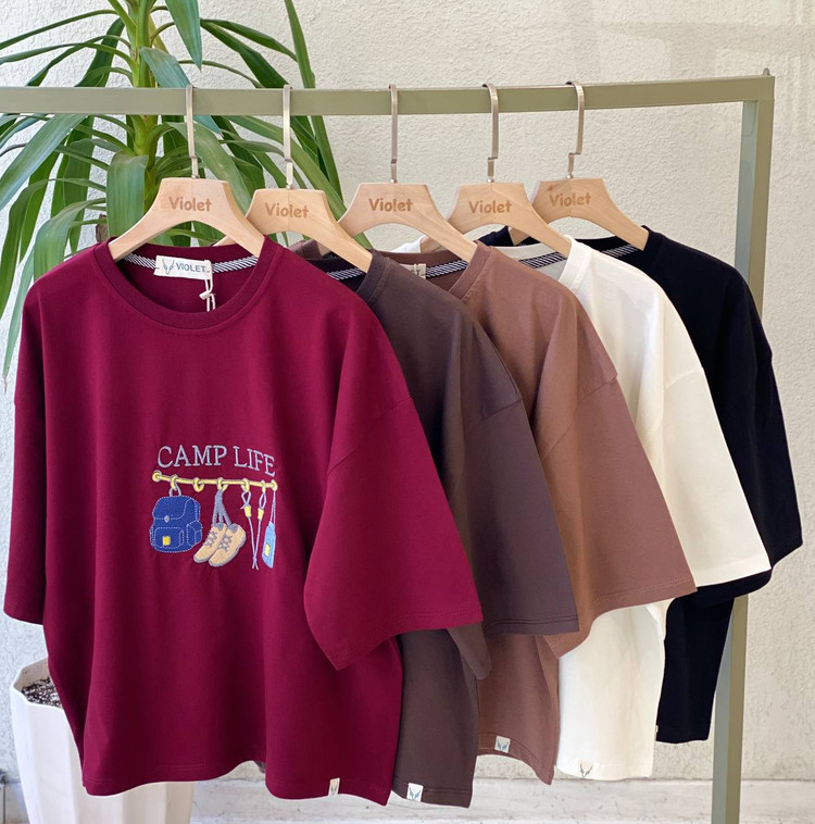 تیشرت باکسی طرح CAMP LIFE (پنبهای) – همراهِ خنک و ترندیِ روزهای گرم