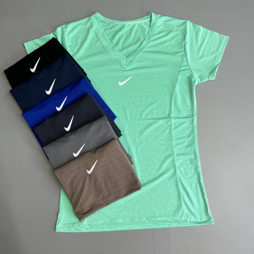 تیشرت ورزشی زنانه یقه هفت نایکی Nike پارچه میراژ – فری سایز ۳۶ تا ۴۶