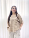 شومیز لینن کرمی مدل بندار سنتی/ خنک و بسیار راحت